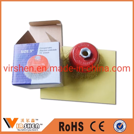 3-дюймовая завязанная стальная проволочная чашечная щетка, функция полировки, чашечная щетка из гофрированной проволоки
